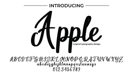 Apple Font Stylish brush painted an uppercase vector letters, alphabet, typeface