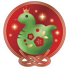 巳年年賀状アイコン、巳年、緑蛇、かわいい、イラスト、アイコン