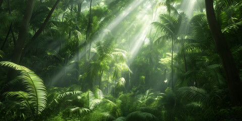 Deep tropical jungles of Southeast Asia, environment green forest. 
