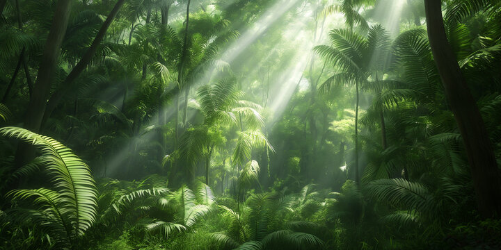 Deep tropical jungles of Southeast Asia, environment green forest. 
