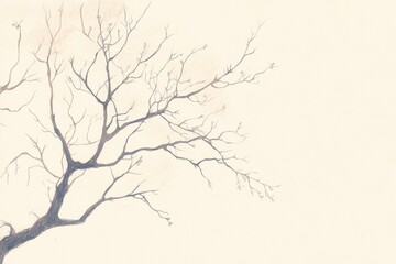 Obraz premium A minimalist representation of a bare tree branch against a soft, neutral background, evoking tranquility and simplicity.