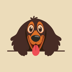 Afghan Hound Dog Peeking face Vector illustration - Dog peeking face isolated
