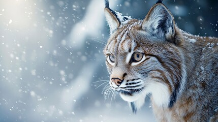 Obraz premium Lynx in Snowy Mountains