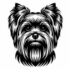 Yorkshire terrier head black vector illustration on white background