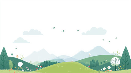 Fototapeta premium vector illustration cute hills and sky.