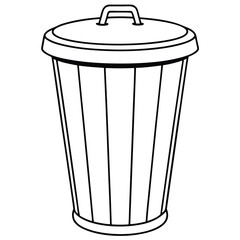 Trash bin line art vector silhouette illustration on a white background