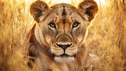 Lioness Resting in Savannah