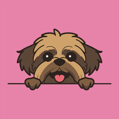 Obraz premium Shih Tzu Dog Peeking face Vector illustration - Dog peeking face isolated 
