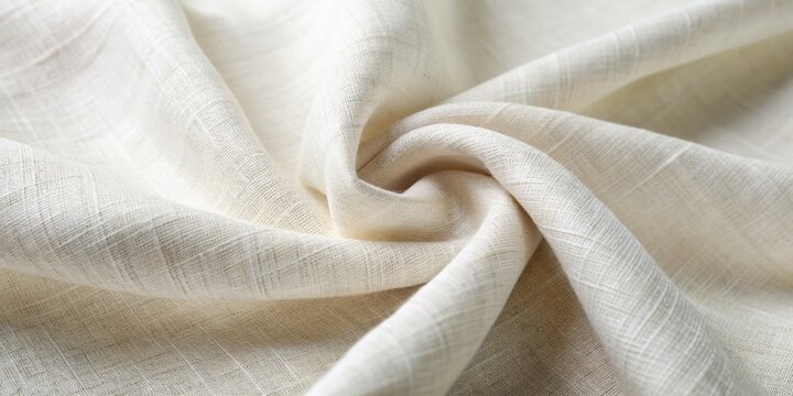 Creamy white linen fabric with a natural, organic texture, showcasing a subtle weave pattern and slight wrinkles, evoking a sense of simplicity and elegance.