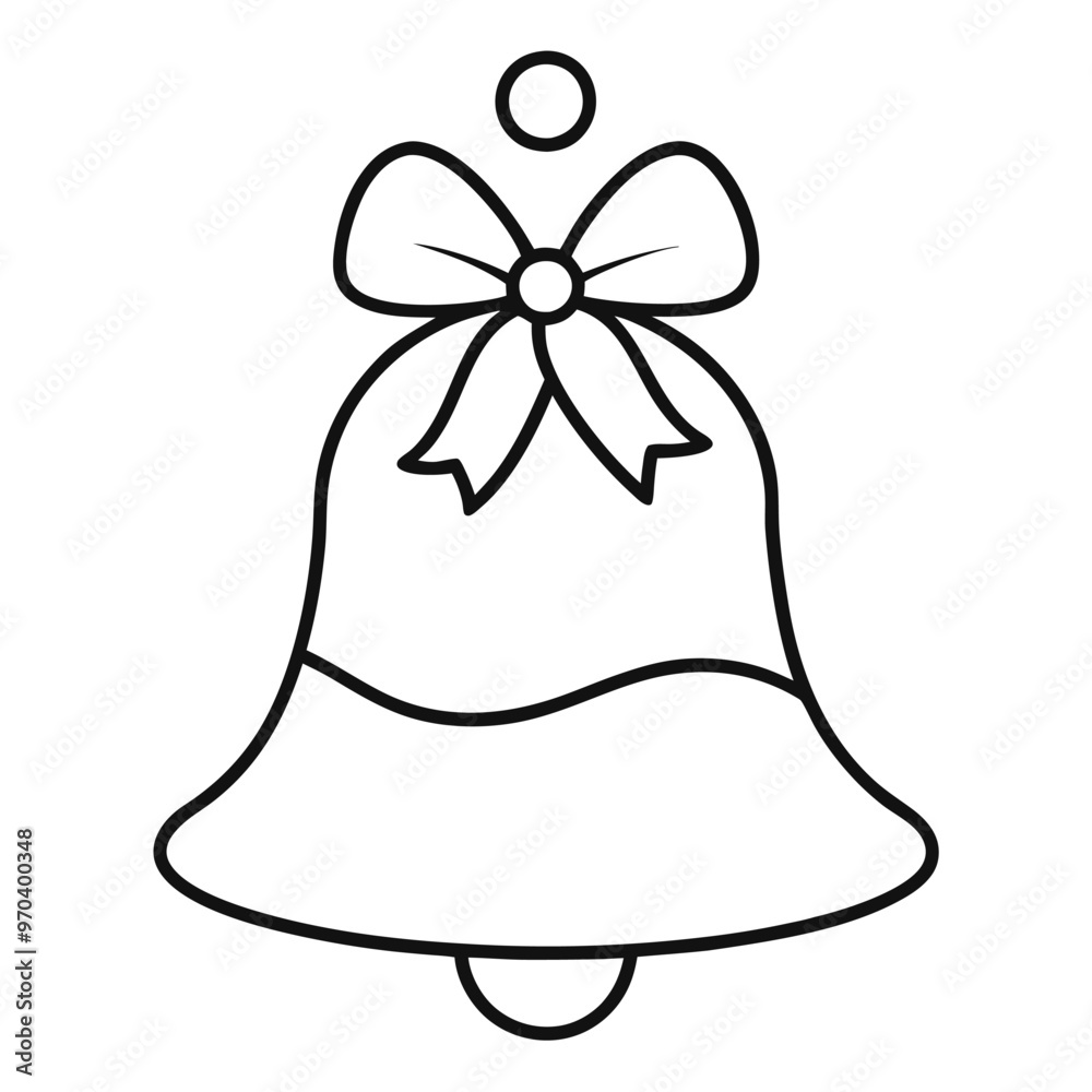 Sticker Hand Drawn Christmas Bell Silhouette.