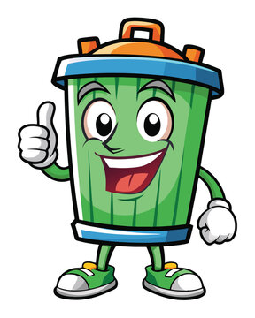 recommend clip art: Trash bin mascot vector cartoon illustration on a white background