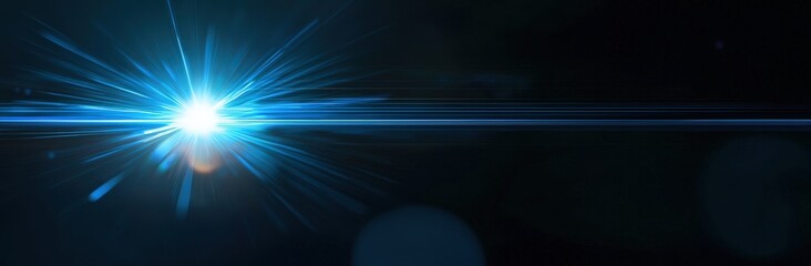 Blue light flares on black