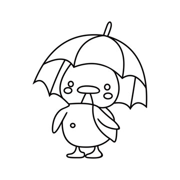 recommend clip art: Duck With Umbrella in the rain  line art