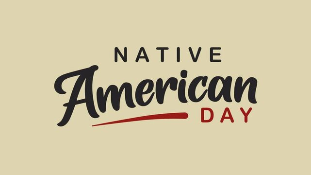 Native American Day Text Animation. Great for Native American Day Celebrations with transparent background, for banner, social media feed wallpaper stories