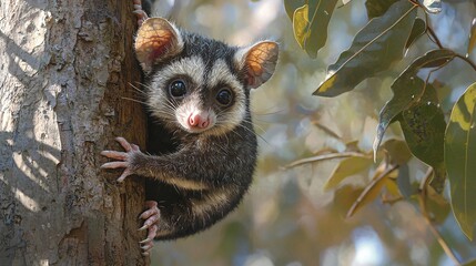 Naklejka premium Possum Climbing Tree