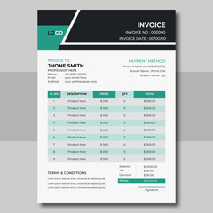Modern and attractive invoice design template for your professional business.
