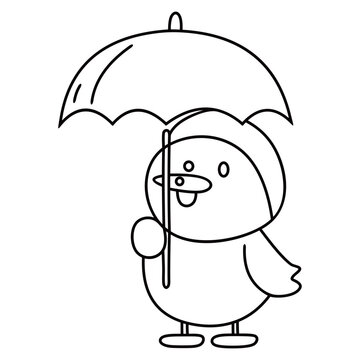 recommend clip art: Duck With Umbrella in the rain  line art
