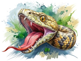 Naklejka premium A whimsical illustration of a rugged, fetid adder's tongue rendered in sharp focus vector line art style.