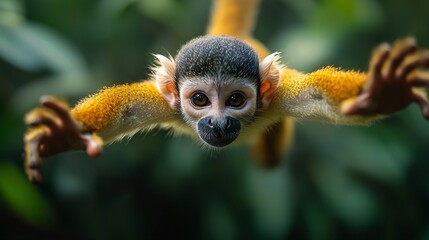 Obraz premium Squirrel Monkey Reaching Out in Jungle