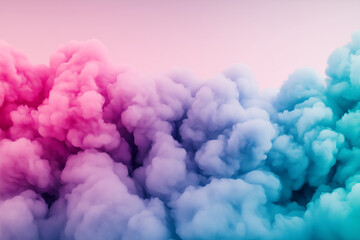 Fototapeta premium A colorful cloud of smoke with pink, blue, and purple hues. The smoke is thick and billowing, creating a sense of movement and energy. The colors of the smoke seem to be swirling and blending together