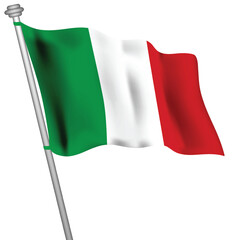 Obraz premium Italy's Flag Clipart with the Flagpole