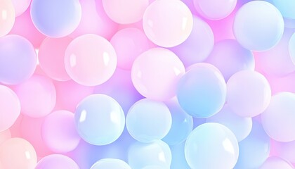 Soft pastel colored spheres create a calming and playful atmosphere, perfect for backgrounds, designs, and festive themes.