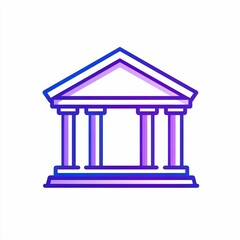 Obraz premium A classical building design features iconic columns and a triangular pediment, highlighted by modern color gradients that add a contemporary flair