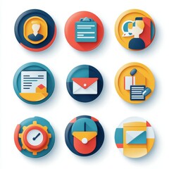 Fototapeta premium Colorful 3D App Icons for Email Messaging Customer Service and More