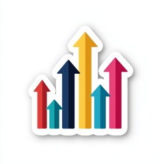 Business growth sticker, 3D pixel art style, vibrant pixelated graphics, retro-modern aesthetic, success, development