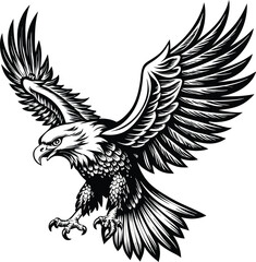 Obraz premium An eagle with a black and white background with a black outline of an eagle