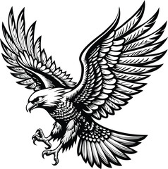 Fototapeta premium An eagle with a black and white background with a black outline of an eagle