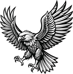 Obraz premium An eagle with a black and white background with a black outline of an eagle