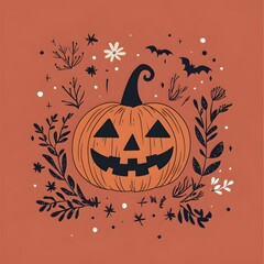 Minimalist Pumpkin and Botanical Halloween with Playful Supernatural Details