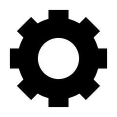 Black gear cog with eight teeth on a white background. Ideal for mechanics, engineering, industrial design, automation, machinery, and technical graphics. Simple, modern, vector style.