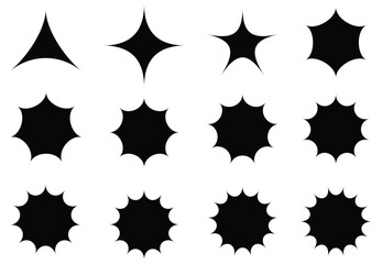 Abstract sparkle star black silhouettes symbol vector set  on white background