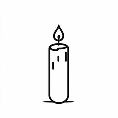 This artwork features a minimalistic black line drawing of a candle, showcasing its rounded shape and flickering flame. The design is clean and simple