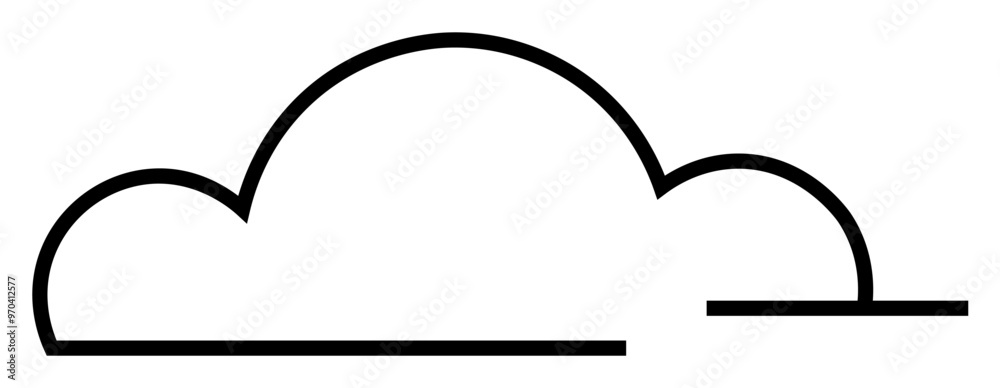 Wall mural a simple black outline of a cloud consisting of three curves and a flat base. ideal for design proje