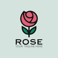 Modern elegant Rose flower logo design.