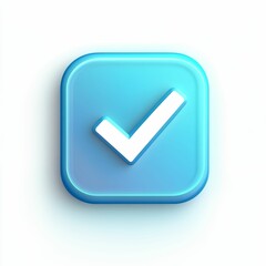This bright blue checkmark symbol conveys approval and completion, often used in digital applications and user interfaces, enhancing user interaction