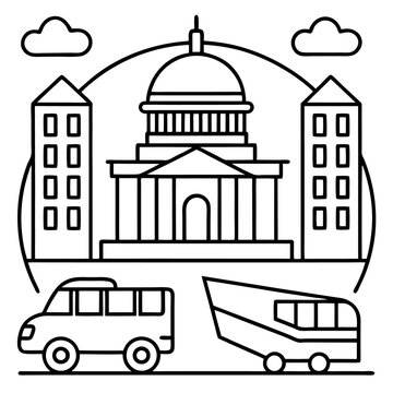 recommend clip art: building transport outline coloring book page line art drawing