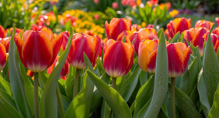 Fototapeta premium Beautiful Tulip flowers in the tulip garden
