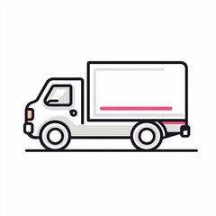 Fototapeta premium The illustration features a minimalist white delivery truck designed with clean lines and soft colors, emphasizing its practical form