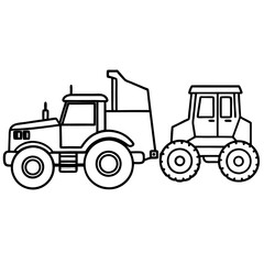 Fototapeta premium bulldozer tractor truck outline coloring book page line art drawing