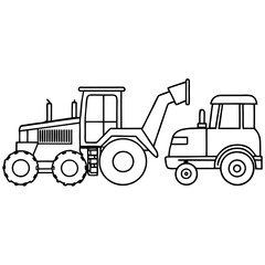 Fototapeta premium bulldozer tractor truck outline coloring book page line art drawing