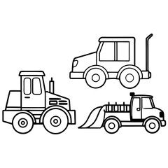 Fototapeta premium bulldozer tractor truck outline coloring book page line art drawing
