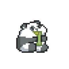 Obraz premium panda pixel art, vector illustration on isolated background.