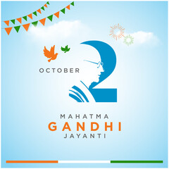 Mahatma Gandhi Jayanti Wishes in English, October 2nd. India. Social Media Creative Wishes, Greetings Design Vector Illustration