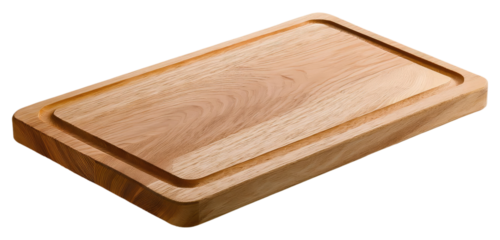Wooden Cutting Board Isolated on Transparent Background