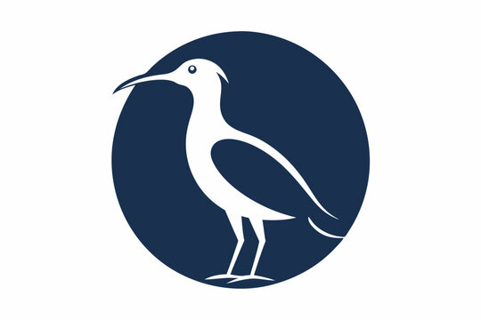 recommend clip art: Curlew bird silhouette vector illustration in a circle vector art illustration 