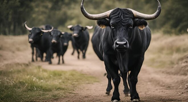 The fierce face of the black bull